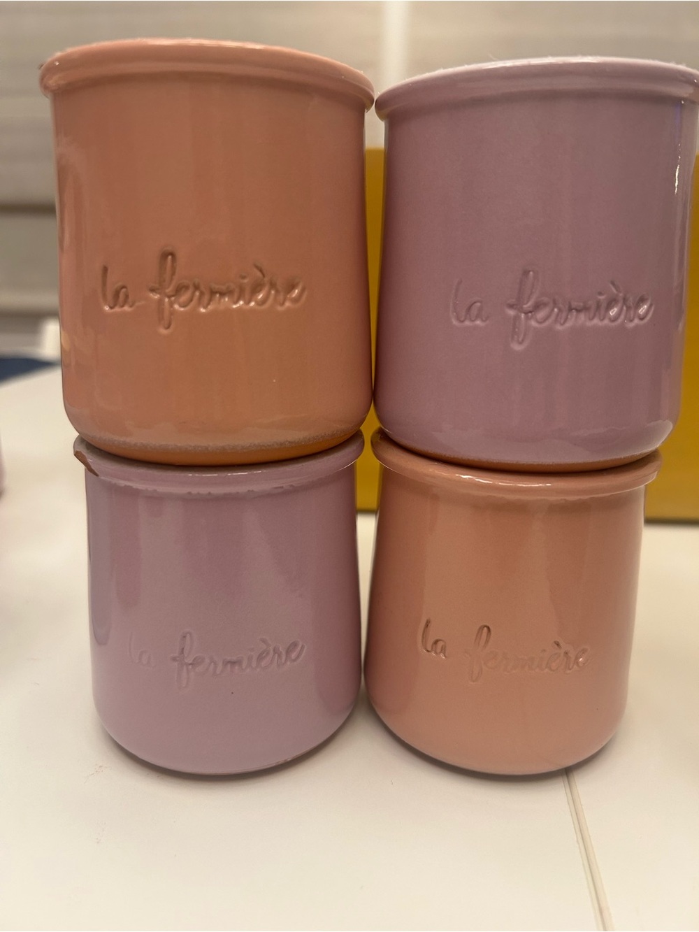 La Fermière Ceramic Yogurt Jars - Pink & Lavender set 4.